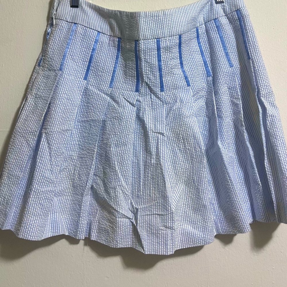 J. McLaughlin Blue and White Checkered Skater Skirt